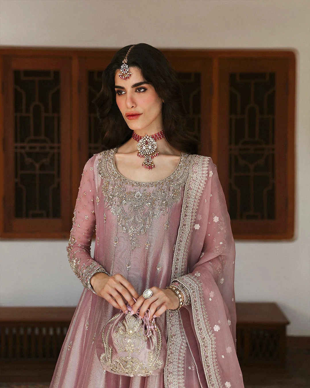 Halina - Faiza Saqlain Pakistani fashion outfit in pink tones.